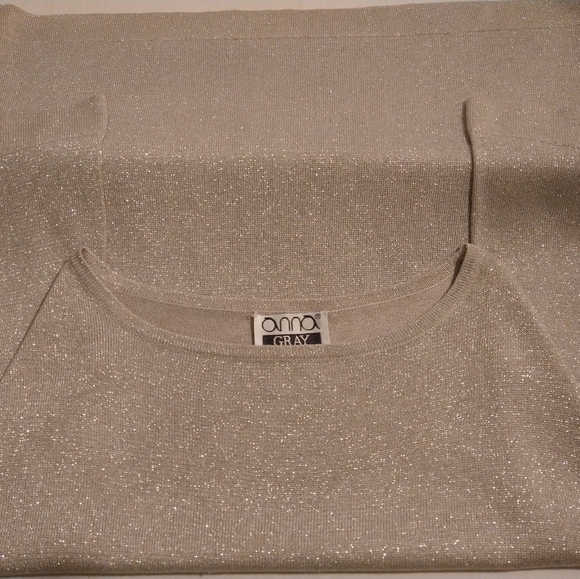 ANNA GRAY SILK BLEND BOAT NECK METALLIC SWEATER - Picture 3 of 5